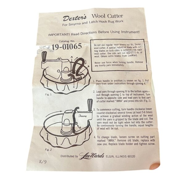 Vintage Dexter's Wool Cutter For Latch Hook Rug Work 19-01065 Pre-owned - Picture 7 of 9